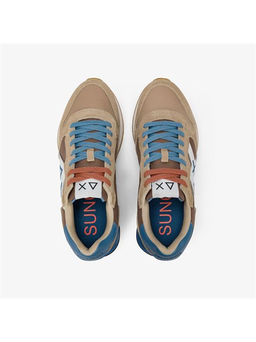 Sneaker Jaki Bicolor in nylon e suede beige/marrone volpe SUN 68 | BZ36116/1693